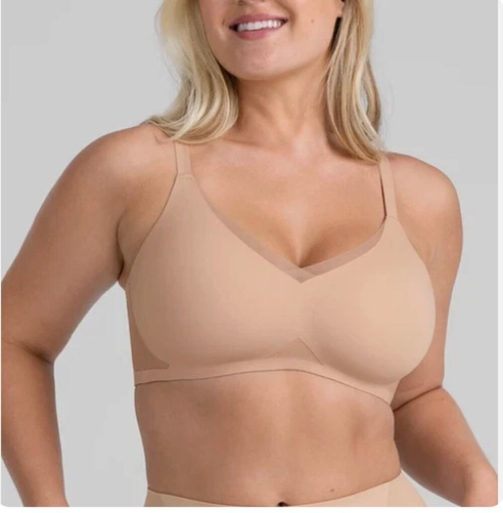 Honeylove nylon spandex beige bra women's size 1X crossover bra padded comfort